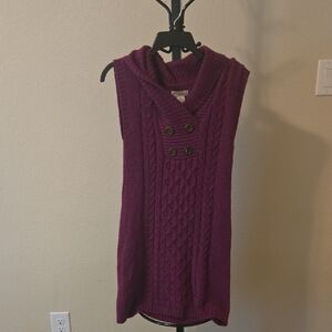 Purple Cowl Neck Cable Knit Sweater